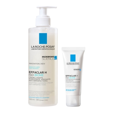 La Roche-Posay Effaclar H Iso-Biome Dagcrème 40ml en Reinigingscrème 390ml Routine Kit